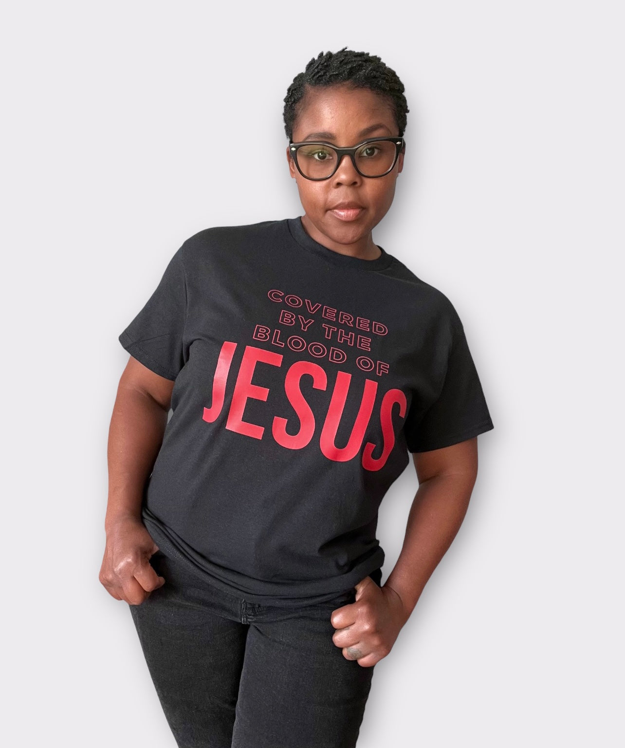 COVERED BY THE BLOOD OF JESUS T-SHIRT